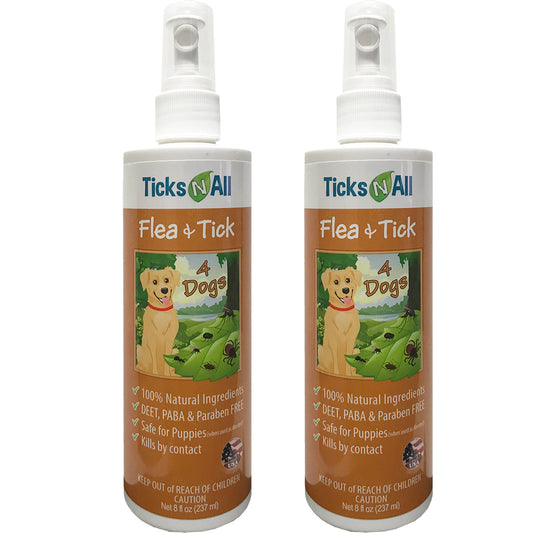 2 pcs All Natural Flea & Tick 4 Dogs Repellent Spray 8oz (Value size 2 pack)