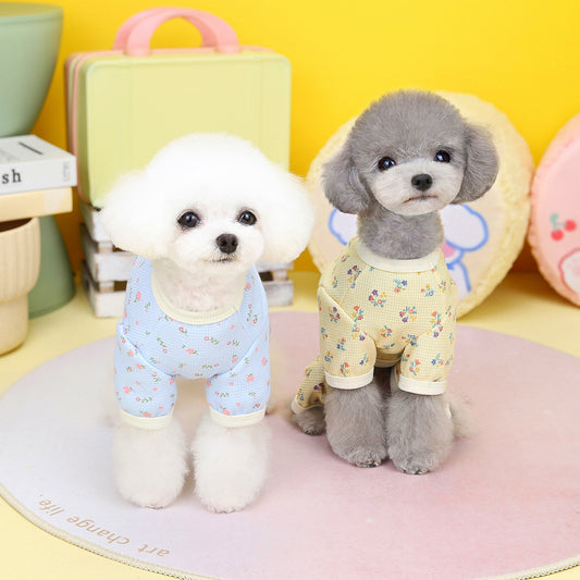 Pet Dog Waffle Floral Clothes