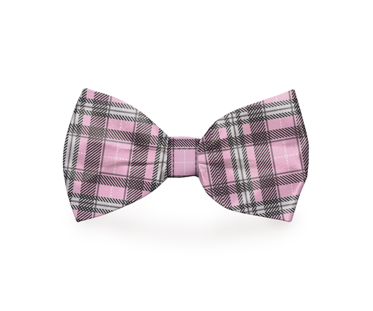 Plaid Pink Dog Bow Tie