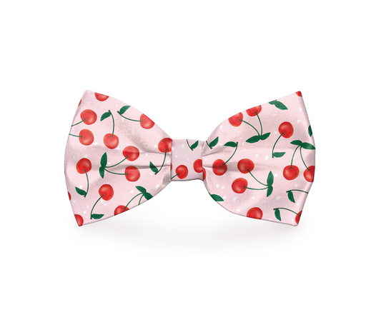 Cherries Print Cherry Pink Dog Bow Tie