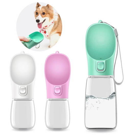 Dog Water Bottle - Leak Proof, Portable For Walking and Pet Travel - Puppies, Cat & Dog Friendly - Light Bright Paws